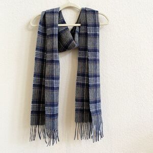James Pringle Weavers 100% Pure Wool Grey Squire Plaid Scarf Scotland New W Tags